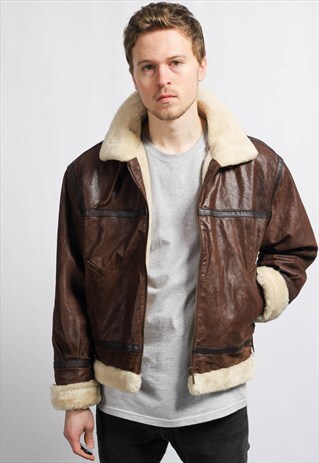 VINTAGE LEATHER SHERPA JACKET