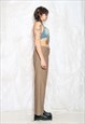 VINTAGE Y2K WIDE LEG TROUSERS IN BEIGE