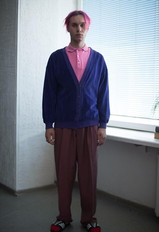 VINTAGE 80'S PURPLE VELVET CARDIGAN