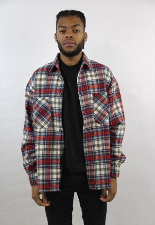 VINTAGE 90'S THICK FLANNEL CHECK SHIRT