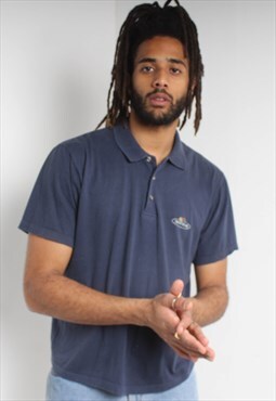Vintage Fruit Of The Loom Polo Shirt Blue