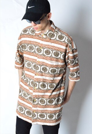 VINTAGE 90S AZTEC FESTIVAL SHORT SLEEVE SHIRT