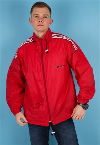 VINTAGE ADIDAS WINDBREAKER JACKET IN RED NJ729