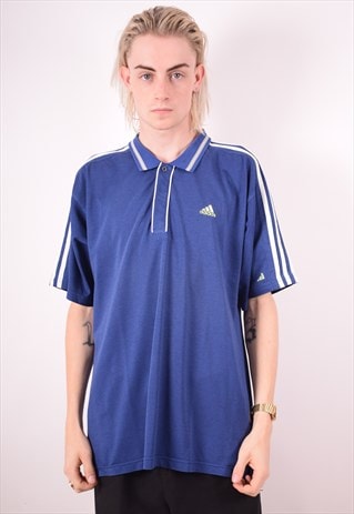 ADIDAS MENS VINTAGE POLO SHIRT XL BLUE 90S