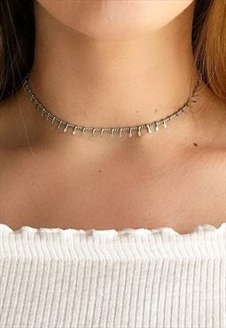 Silver Multi Drop Choker 