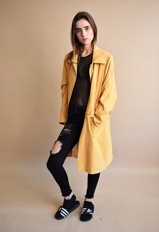 90'S RETRO OVERSIZED MINIMALIST FAUX SUEDE PARKA JACKET