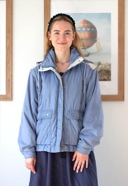 Light blue vintage hooded outerwear jacket coat