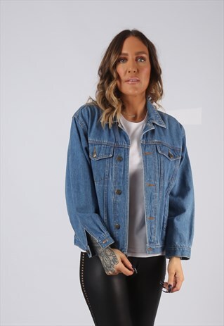 DENIM JACKET FITTED VINTAGE UK 12 (CVDC)