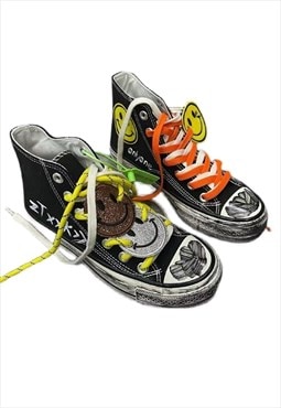 Customized anchor trainers emoji sneakers in black