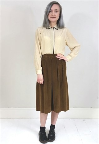 VINTAGE 80'S NUDE AND BLACK DOUBLE COLLAR SHEER SHIRT