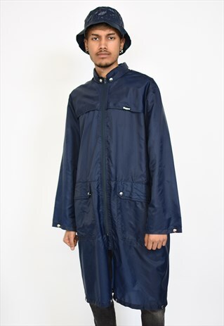 VINTAGE NAVY BLUE FESTIVAL RAIN JACKET & BUCKET HAT