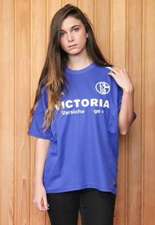 VINTAGE 1990S BLUE ADIDAS FOOTBALL SHIRT