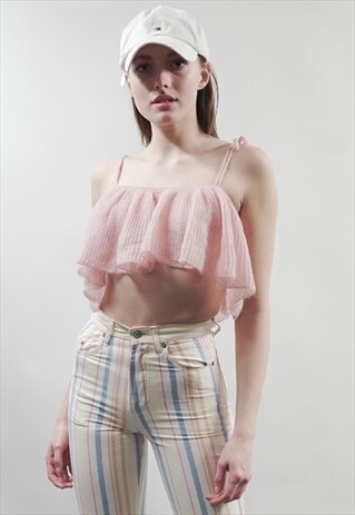 VINTAGE 70'S PASTEL PINK MOHAIR CROP TOP
