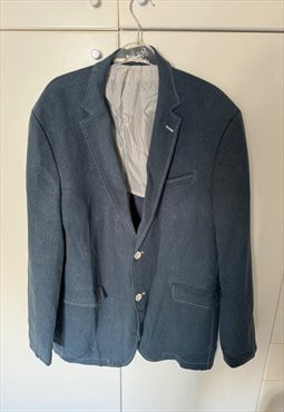 Vintage 2 Button Blue Jacket. Linen and Viscose. Size 56