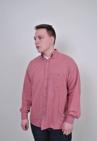 90S PLAID WORK SHIRT, VINTAGE GRUNGE LONG SLEEVE BUTTON DOWN