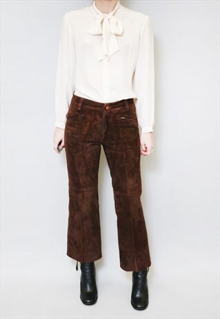 VINTAGE 1970'S CHOCOLATE BROWN SUEDE TROUSERS
