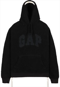 Gap 90's Fleece Spellout Logo Sherpa Hoodie Large Black