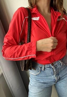 Vintage 90s retro ASICS thin shell outwear jacket red