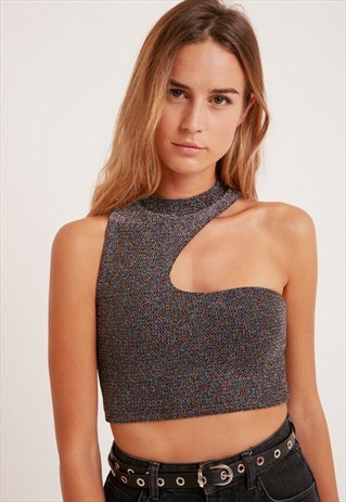 SUBDUED METALLIC ASYMMETRIC TOP