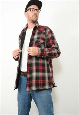 Vintage 90s Padded Quilted Flannel Jacket Check Size L