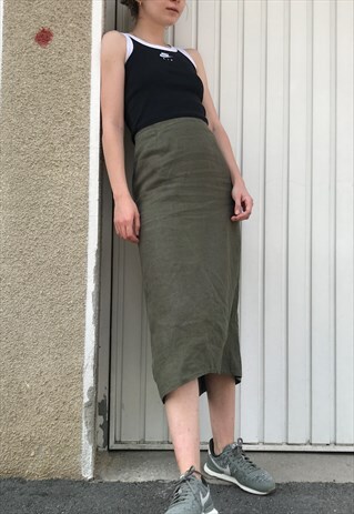 90S KAKI LINEN SKIRT