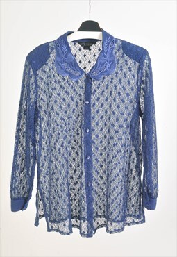 vintage 80s lace blouse in navy