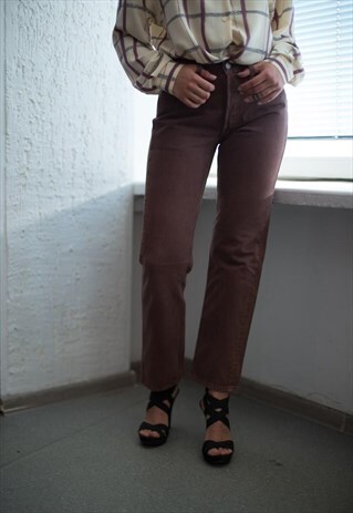 VINTAGE 80'S BROWN STRAIGHT HIGH WAISTED JEANS