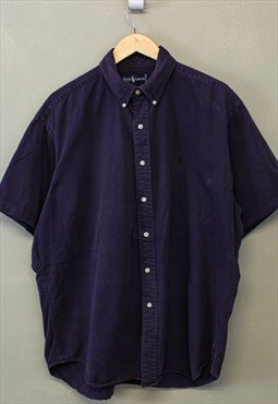 Vintage Ralph Lauren Shirt Navy Short Sleeve With Logo
