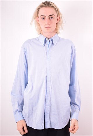 GIANNI VERSACE MENS VINTAGE SHIRT MEDIUM BLUE 90S