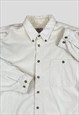 Vintage White corduroy long sleeve shirt Button down front