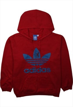 Vintage 90's Adidas Hoodie Spellout Pullover Red XXLarge