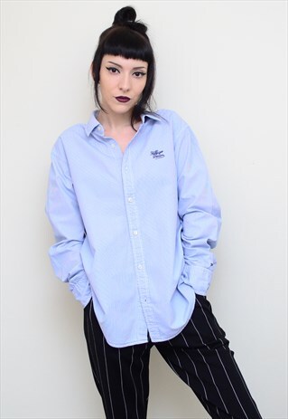 Y2K RETRO BLUE TOMMY HILFIGER BOYFRIEND STYLE SHIRT