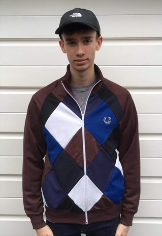 MENS VINTAGE 80S FRED PERRY JACKET PATTERNED SPORTSWEAR TOP