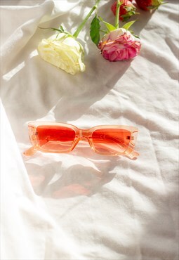 Transparent Orange Chunky Edge Sunglasses