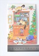 VINTAGE COLOURFUL SIAMESE CAT CHRISTMAS NEW YEAR CARD