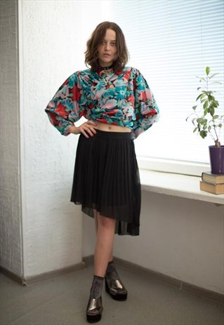 VINTAGE 90'S BLACK ASYMMETRIC SKIRT