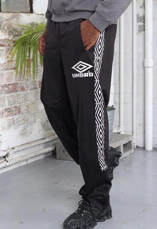 VINTAGE UMBBRO BIG LOGO TRACKSUIT TROUSERS BLACK