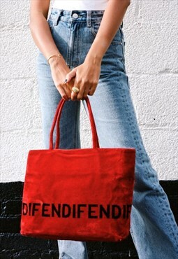 Vintage Fendi Red Velvet Logo Bag