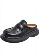 UNUSUAL LOAFERS FAUX LEATHER WHITE THREAD SLIPPERS IN BLACK
