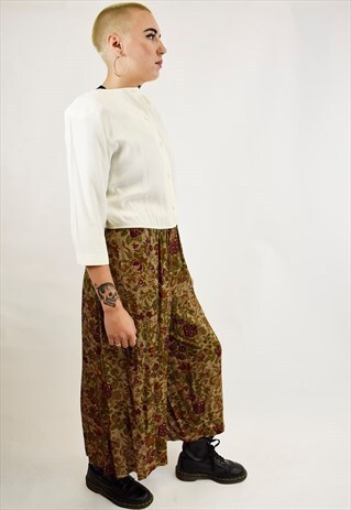 VINTAGE 80S 2IN1 FLORAL PRINT WIDE LEG AWKWARD JUMPSUIT