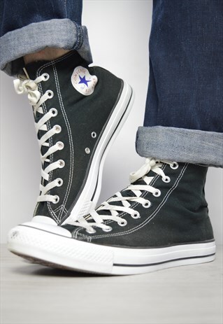 VINTAGE 90S CONVERSE BLACK HI-TOPS TRAINERS SNEAKERS GRUNGE