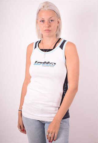 LOTTO WOMENS VINTAGE VEST TOP SMALL WHITE 90S