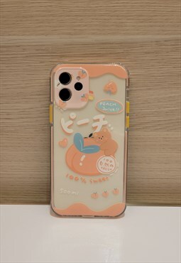 Peach Bear iPhone 12 Case in pink color