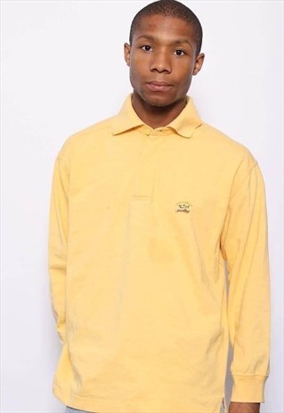 VINTAGE PAUL & SHARK LOGO POLO RUGBY SHIRT YELLOW