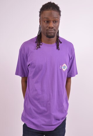 FILA MENS VINTAGE T-SHIRT TOP MEDIUM PURPLE 90S