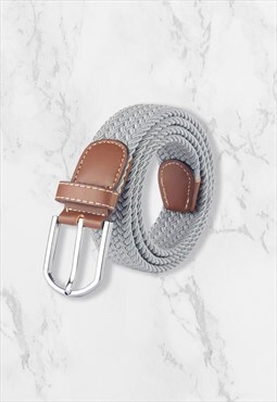 Woven Elasticated Belt - Grey