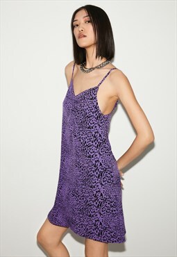 Leopard Print Mini Dress in Purple