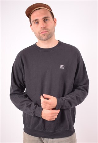 STARTER MENS VINTAGE SWEATSHIRT JUMPER LARGE BLACK 90S