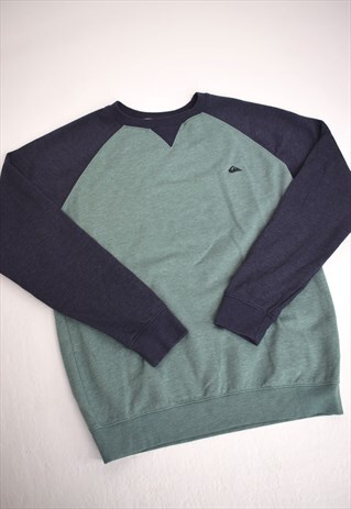 VINTAGE 90S QUICKSILVER GREEN BLUE RAGLAN SWEATSHIRT
