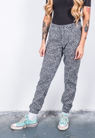 VINTAGE HIGH-WAISTED BLACK AND WHITE PATTERNED TROUSERS